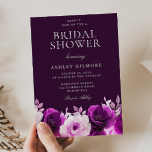 Elegante Paarse Lila Violet Rozen Vrijgezellenfees Kaart