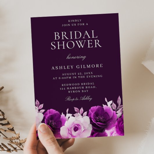 Elegante Paarse Lila Violet Rozen Vrijgezellenfees Kaart