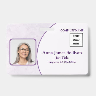 Elegante Paarse Logo Streepjescode Personeels-ID Badge