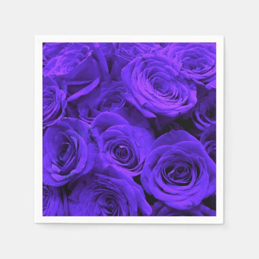 Elegante paarse maagdenpalm blauw paarse rozen servet (Voorkant)