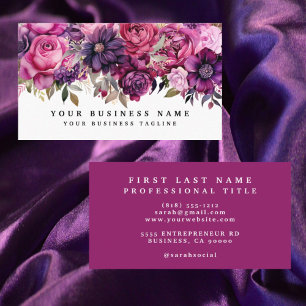 Elegante paarse magenta bloemen visitekaartjes