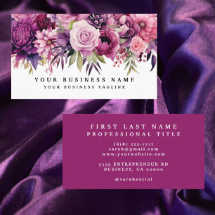 Elegante Paarse Magenta Flowers Visitekaartjes
