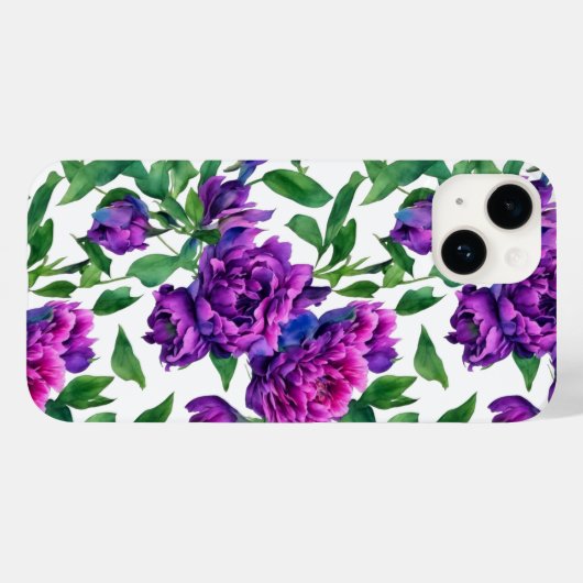 Elegante paarse magenta waterverf bloemen Case-Mate iPhone case (Achterkant (horizontaal))