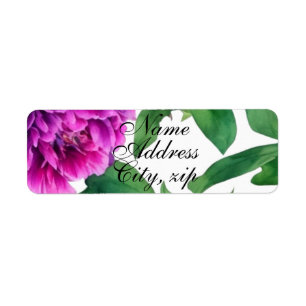 Elegante paarse magenta waterverf bloemen etiket
