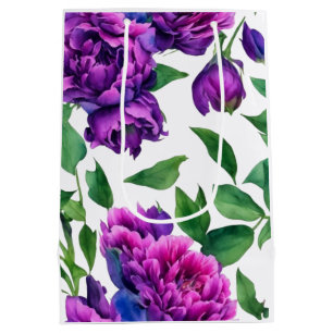 Elegante paarse magenta waterverf bloemen medium cadeauzakje