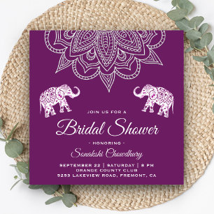 Elegante Paarse Mandala Indiase Bruiloft Feest Kaart