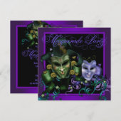 Elegante Paarse Masquerade Party Uitnodigingen (Voorkant / Achterkant)