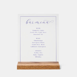Elegante Paarse Minimalistische Barmenu Acryl Bord