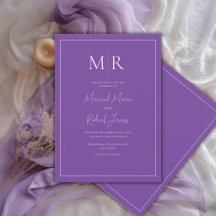 Elegante Paarse Monogram Moderne Trouwdag