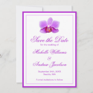Elegante Paarse Orchidee Save the Date Aankondigin Kaart
