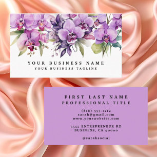 Elegante paarse orchideeën bloemen bloemstuk visitekaartje