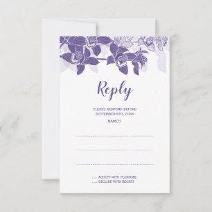 Elegante Paarse Orchideeën Trouwantwoord Kaarten RSVP Kaartje