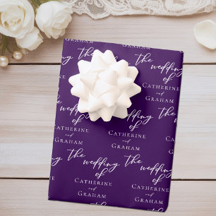Elegante Paarse Persoonlijke Trouwdag Inpakpapier Vel