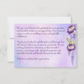 Elegante paarse pioenrozen lila blauweregen dank j bedankkaart (Achterkant)