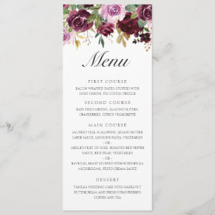 Elegante Paarse Pruim Waterverf Bloemrijke Herfst Menu
