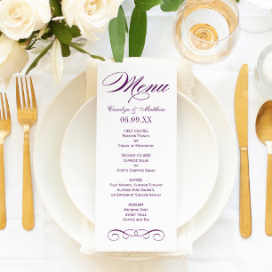 Elegante Paarse Rol Huwelijksmonogram Menu