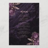 Elegante Paarse Roos gouden bloemenbruiloft Menu (Voorkant)