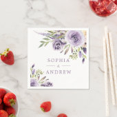 Elegante Paarse Rozen bloemen bruiloft servetten (Insitu)