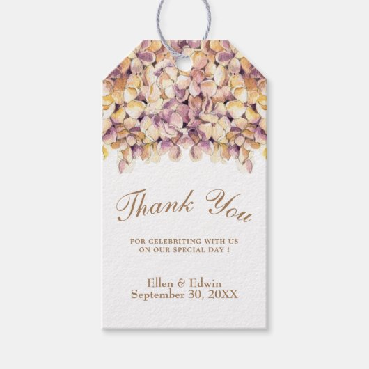 Elegante Paarse rustieke Hydrangea Favor label Cadeaulabel (Voorkant)