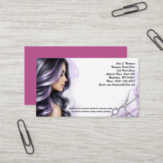 💜 Elegante Paarse Schoonheidssalon Visitekaartje