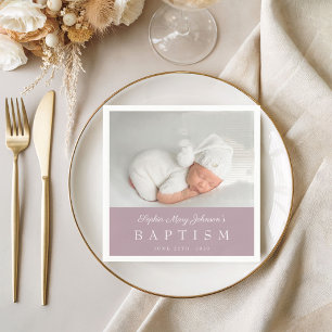 Elegante paarse script doop foto servet