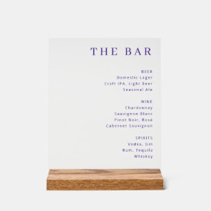 Elegante Paarse Serif Bar Menu Acryl Bord