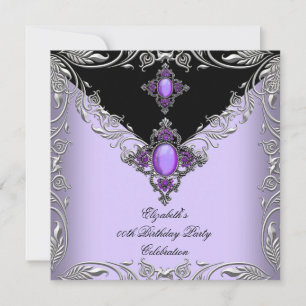 Elegante Paarse Sering Zilveren Sieraden Verjaarda Kaart