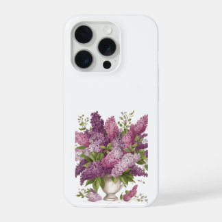 Elegante Paarse Seringbloemen Boeket Vaas iPhone 15 Pro Hoesje