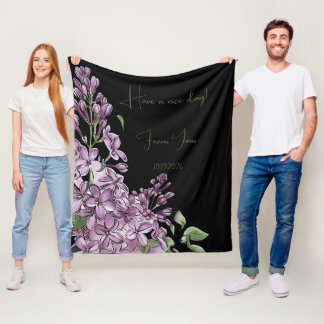 Elegante paarse seringen botanische bloemrijke fle fleece deken