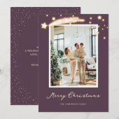 Elegante Paarse Sterrenfoto Kerstkaarten Feestdagenkaart (Voorkant / Achterkant)