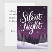 Elegante Paarse Stille Nacht Kerstkaart (Voorkant / Achterkant)