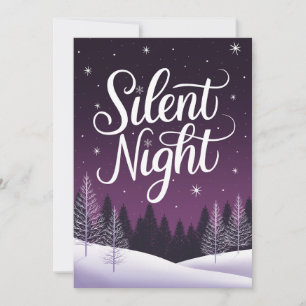 Elegante Paarse Stille Nacht Kerstkaart