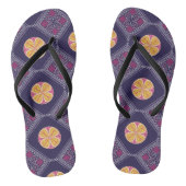 Elegante Paarse stof met geel bloemmotief Teenslippers (Voetbed)