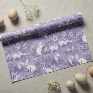 Elegante Paarse Toile de Jouy Konijn Pasen Cadeaupapier