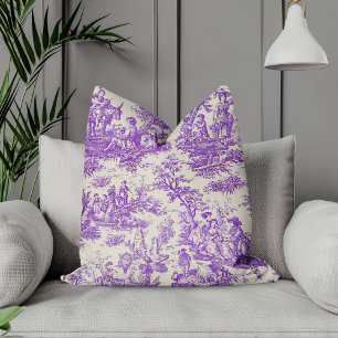 Elegante  paarse toile de jouy kussen