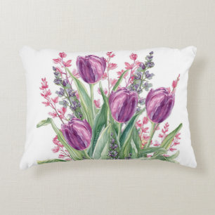 Elegante paarse tulp bloemenpatroon paars accent kussen