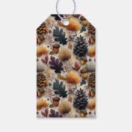 Elegante Paarse Turquoise Denneappels Eikels Cadeaulabel