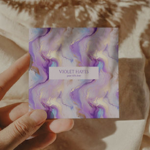 Elegante Paarse & Turquoise Marmer Custom Vierkante Visitekaartje