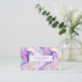 Elegante Paarse & Turquoise Marmer Custom Visitekaartje (Staand voorkant)