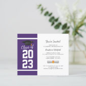 Elegante paarse uitnodiging voor eindexamenfeest 2 (Staand voorkant)
