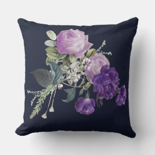 Elegante paarse vintage bloem kussen