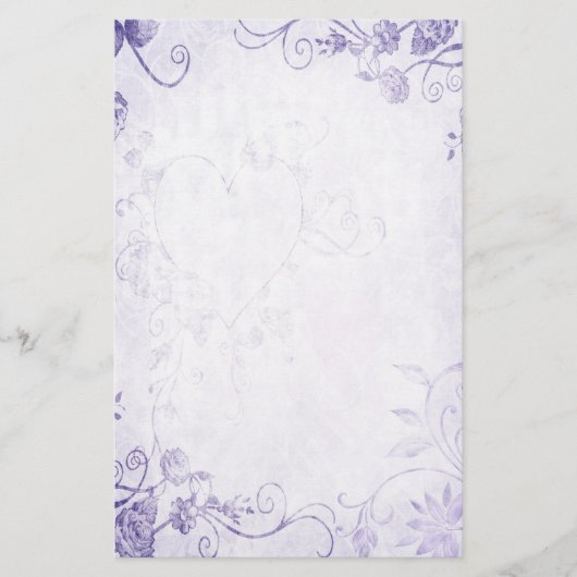 Elegante Paarse Vintage bruiloft Briefpapier (Voorkant)