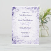 Elegante Paarse Vintage bruiloft uitnodiging (Staand voorkant)