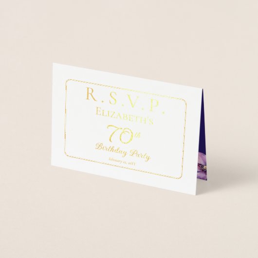 Elegante Paarse Violets Bloemen Verjaardagsfeest R Folie Kaarten (Voorkant)