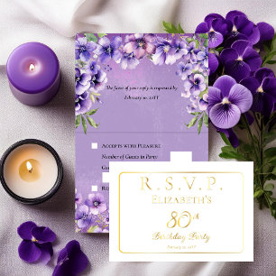 Elegante paarse viooltjes bloemrijke verjaardagsfe folie kaarten