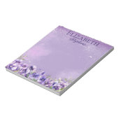 Elegante Paarse Viooltjes Boho Bloemen - Naam Notitieblok (Gedraaid)