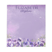 Elegante Paarse Viooltjes Boho Bloemen - Naam Notitieblok (Voorkant)