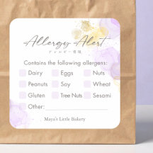 Elegante Paarse Waterverf Allergie Waarschuwing