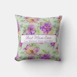 Elegante paarse waterverf Bloemen Beste Moeder Ooi Kussen