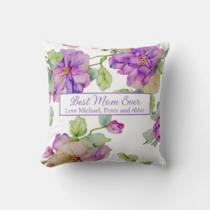 Elegante paarse waterverf Bloemen Beste Moeder Ooi Kussen